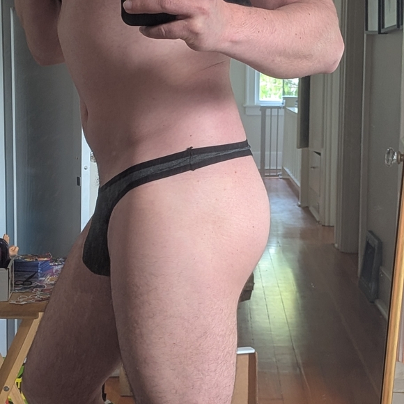 Men's Black and White Thong Underwear - Picture 4 of 5